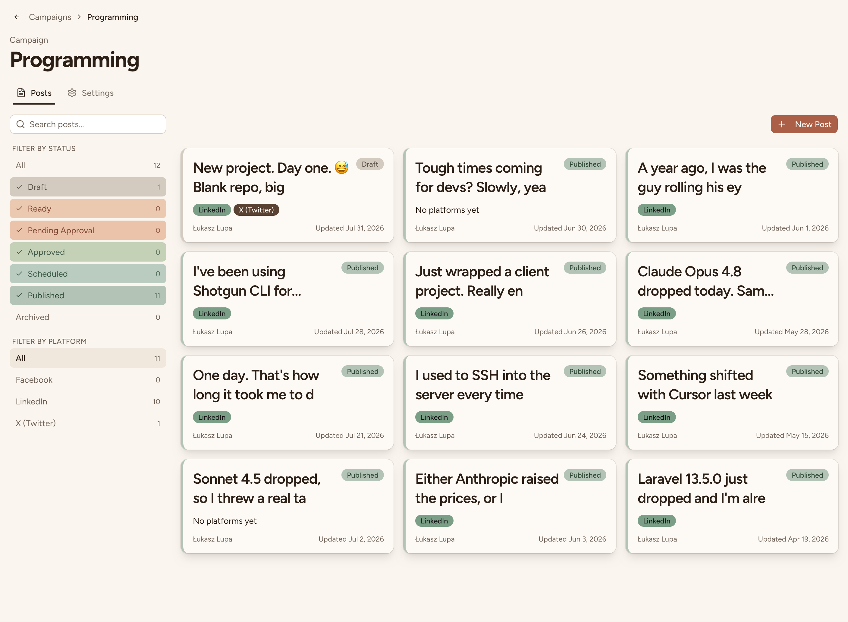 Andie dashboard showing writing style rules derived from your existing posts